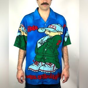 School Of Hard Knocks button up short sleeve shirt. Size: 2XL. Vintage.